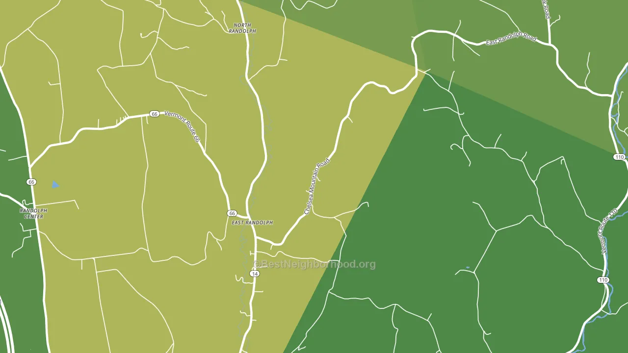 East Randolph, VT block-group voter-turnout map