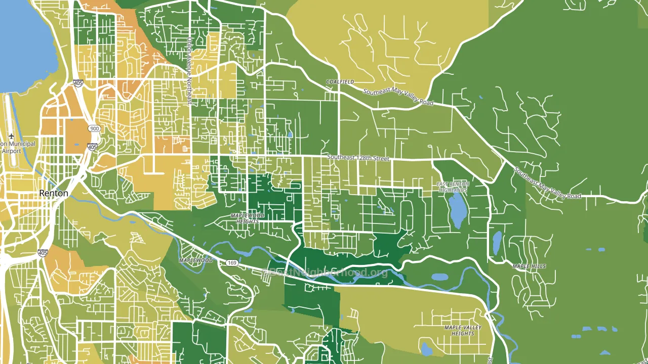 East Renton Highlands, WA block-group voter-turnout map