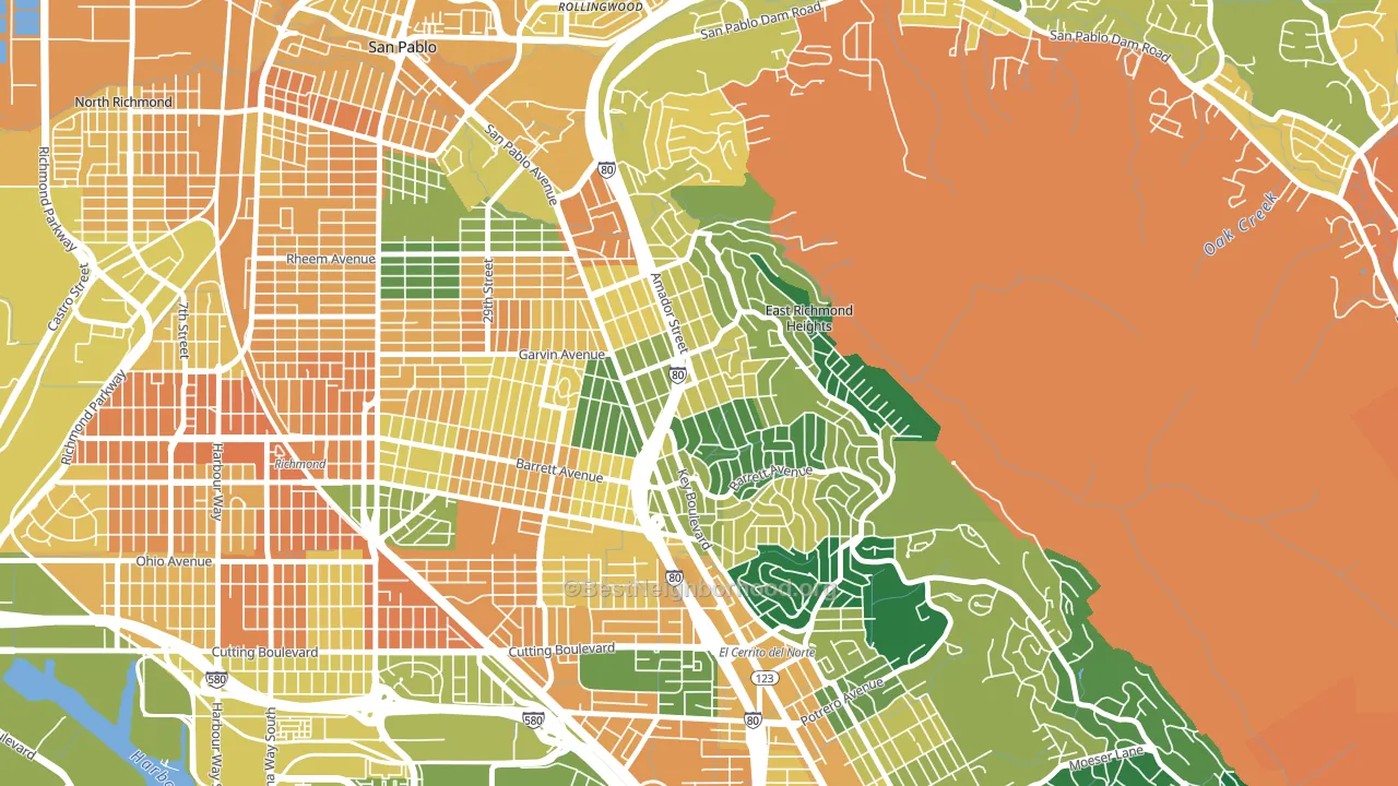 East Richmond, Richmond, CA block-group voter-turnout map