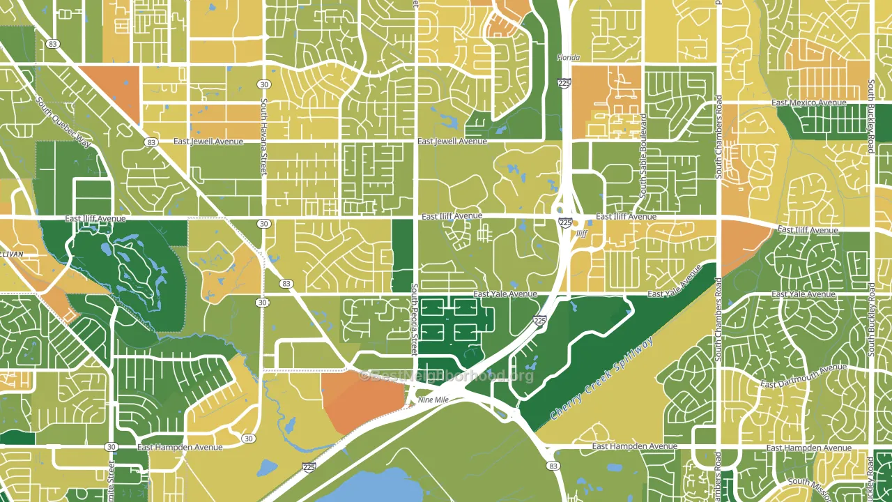 East Ridge-Ptarmigan Park, Aurora, CO block-group voter-turnout map