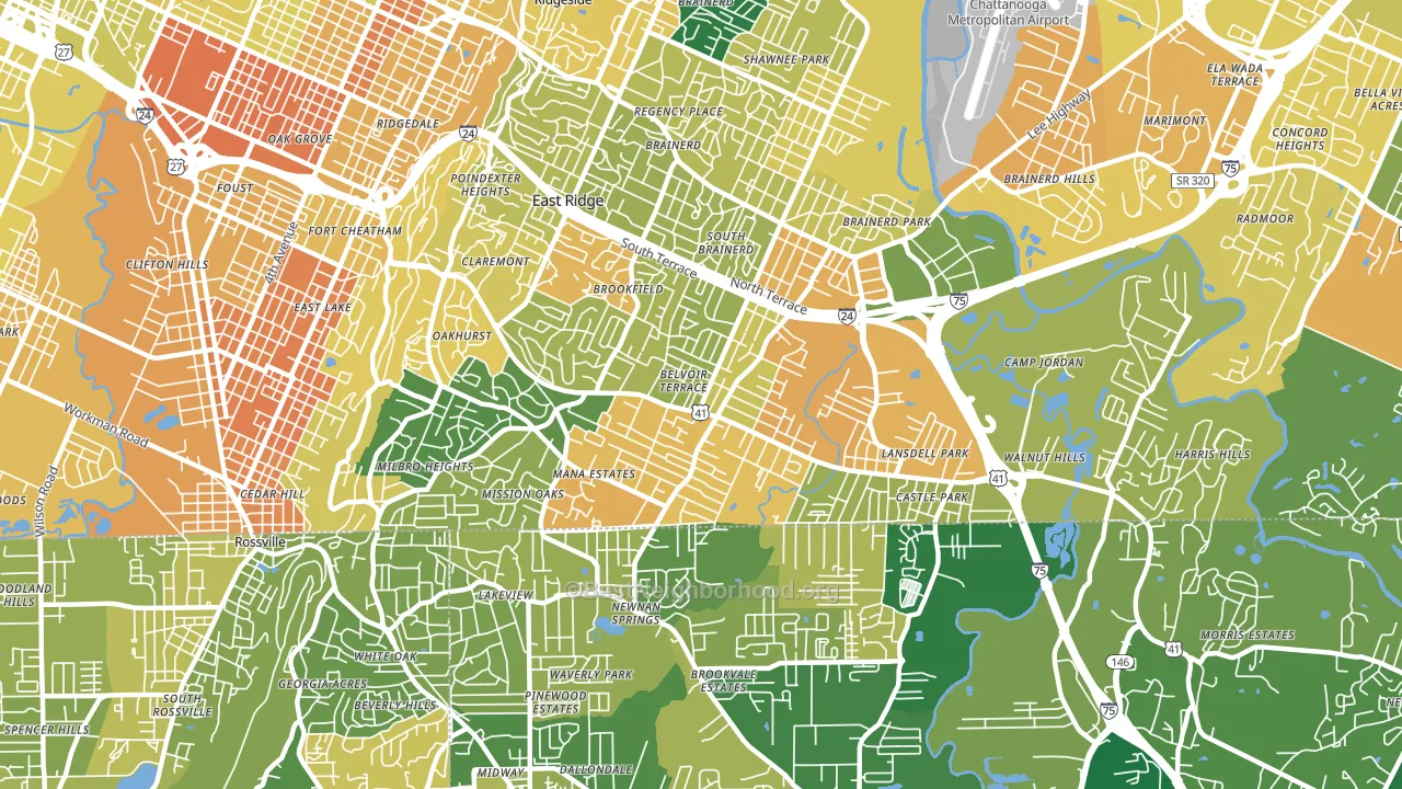 East Ridge, TN block-group voter-turnout map