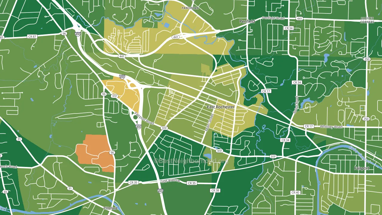 East Rochester, NY block-group voter-turnout map