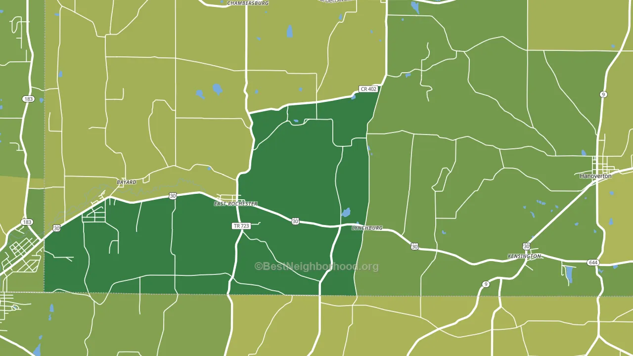 East Rochester, OH block-group voter-turnout map