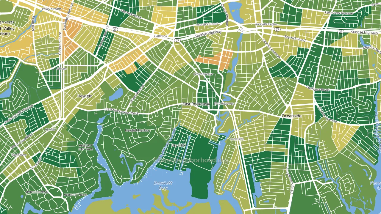 East Rockaway, NY block-group voter-turnout map