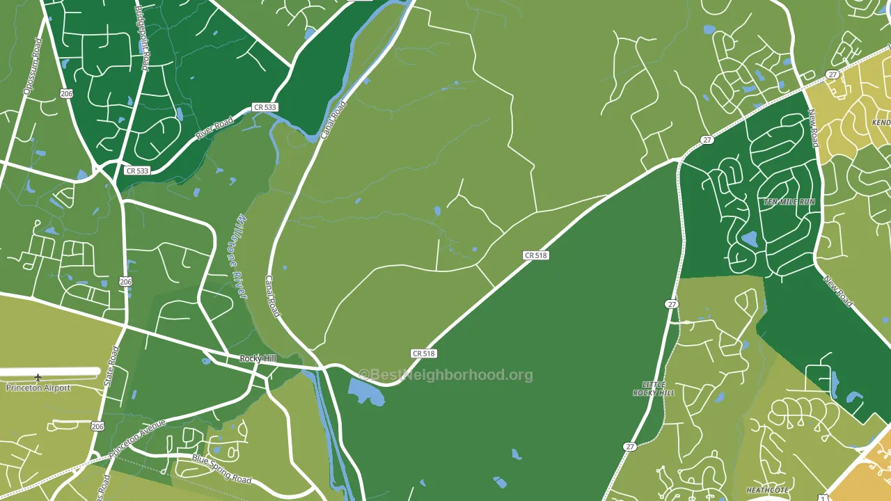 East Rocky Hill, NJ block-group voter-turnout map