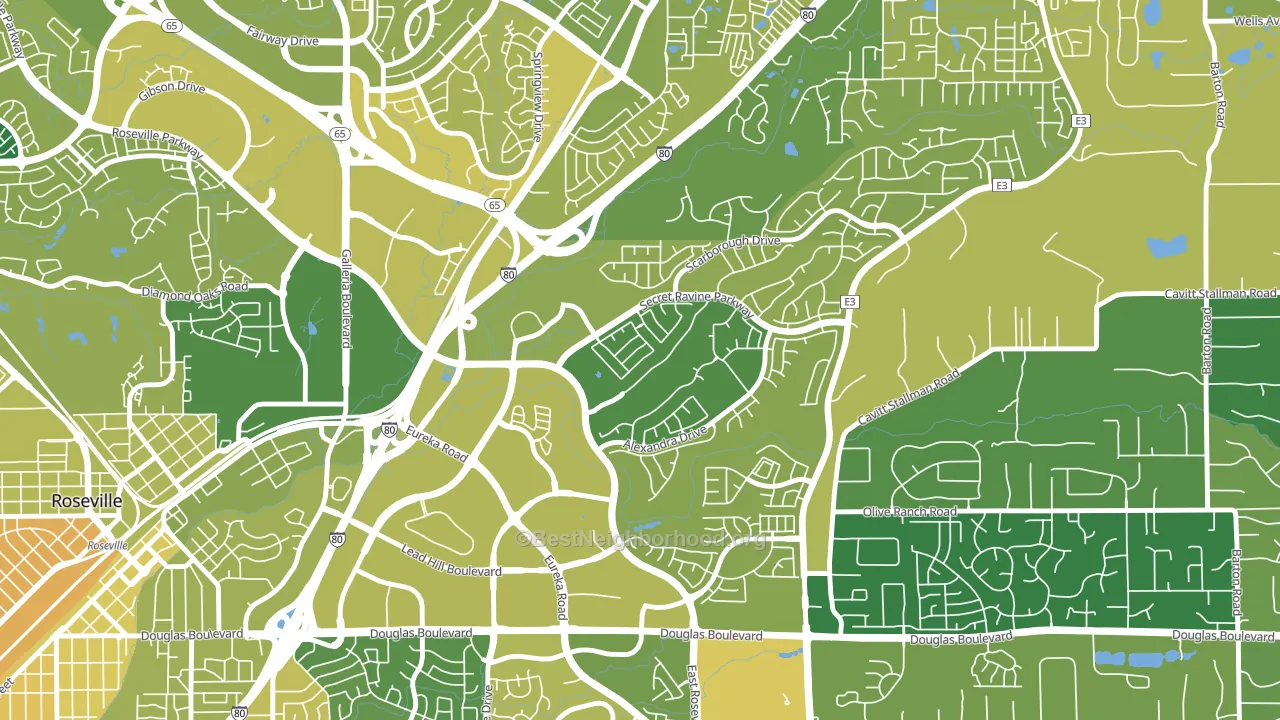 East Roseville Parkway, Roseville, CA block-group voter-turnout map