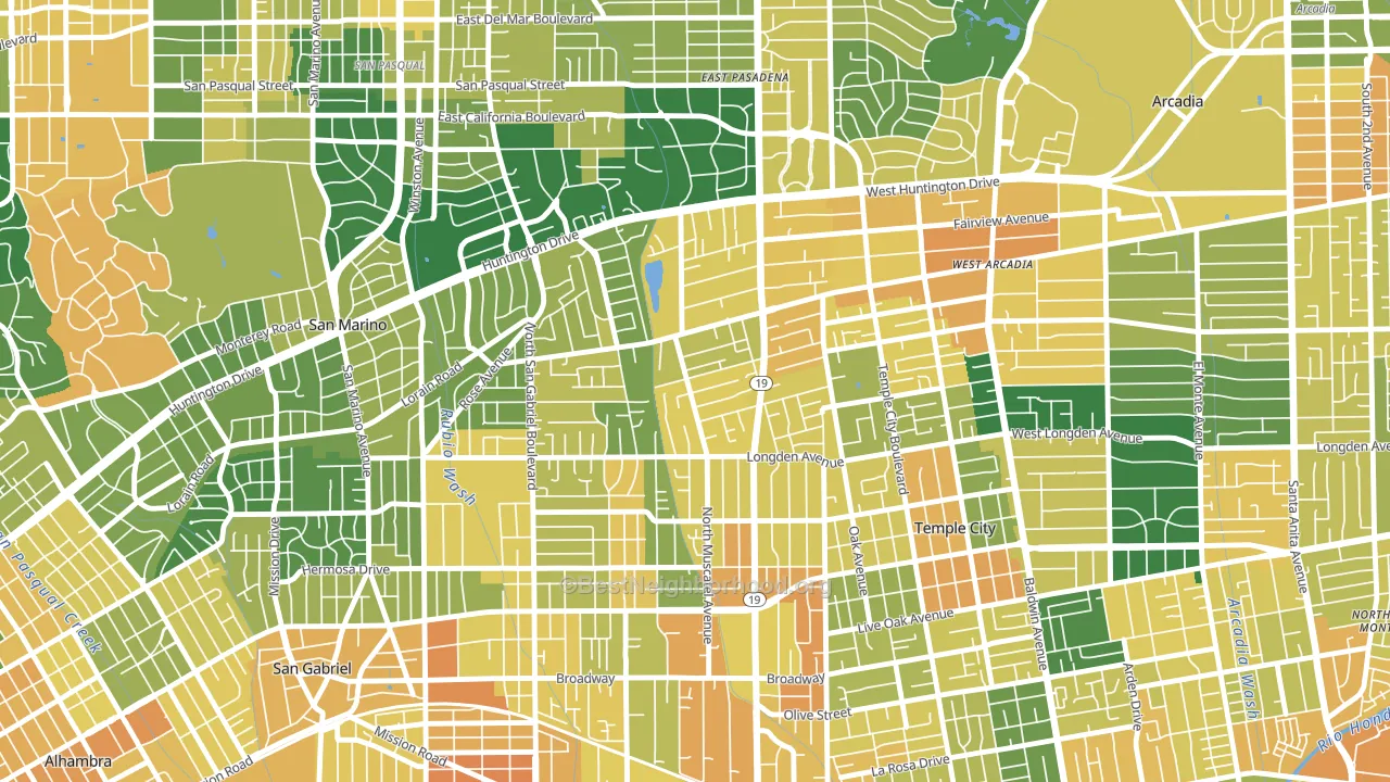 East San Gabriel, San Gabriel, CA block-group voter-turnout map