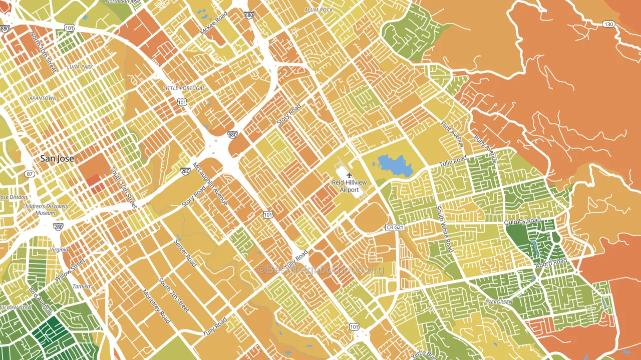 East San Jose, San Jose, CA block-group voter-turnout map