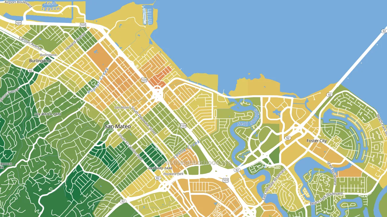 East San Mateo, San Mateo, CA block-group voter-turnout map