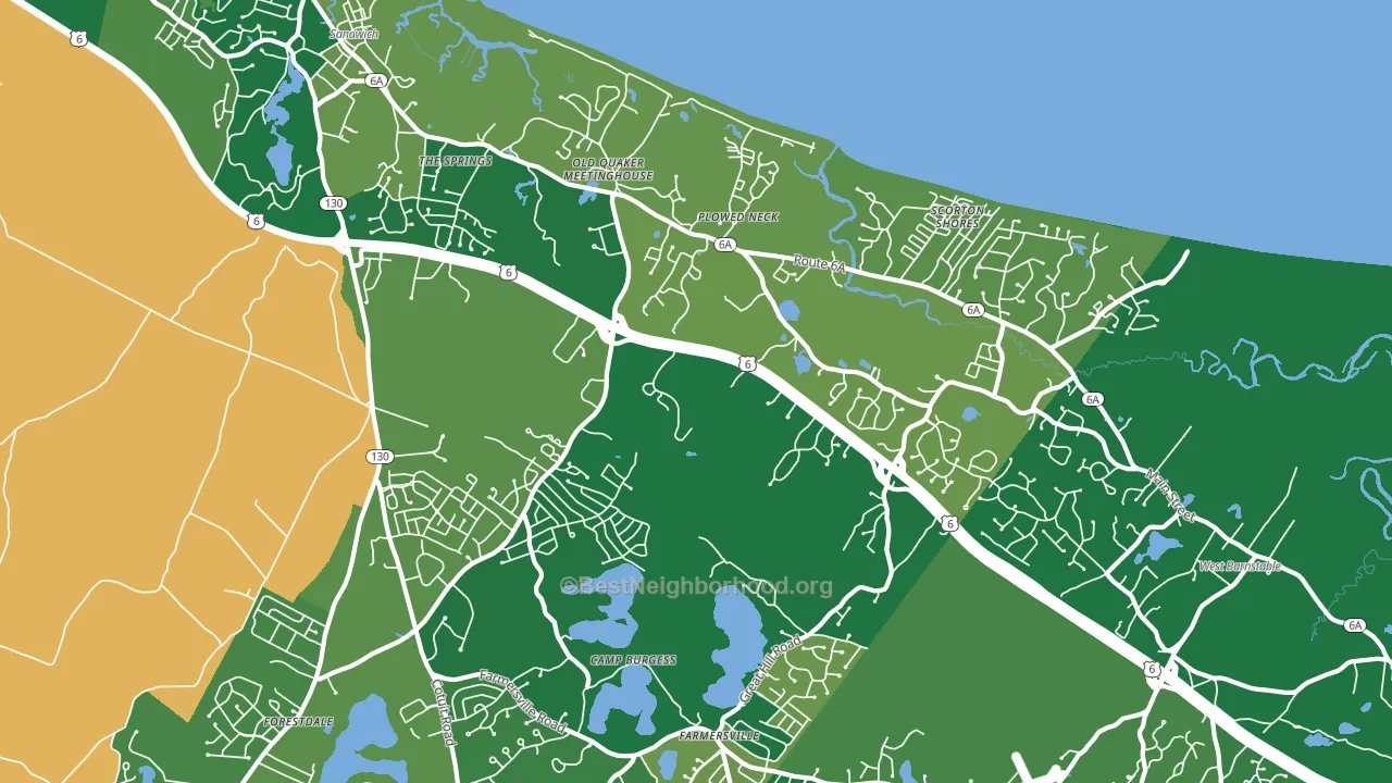 East Sandwich, MA block-group voter-turnout map