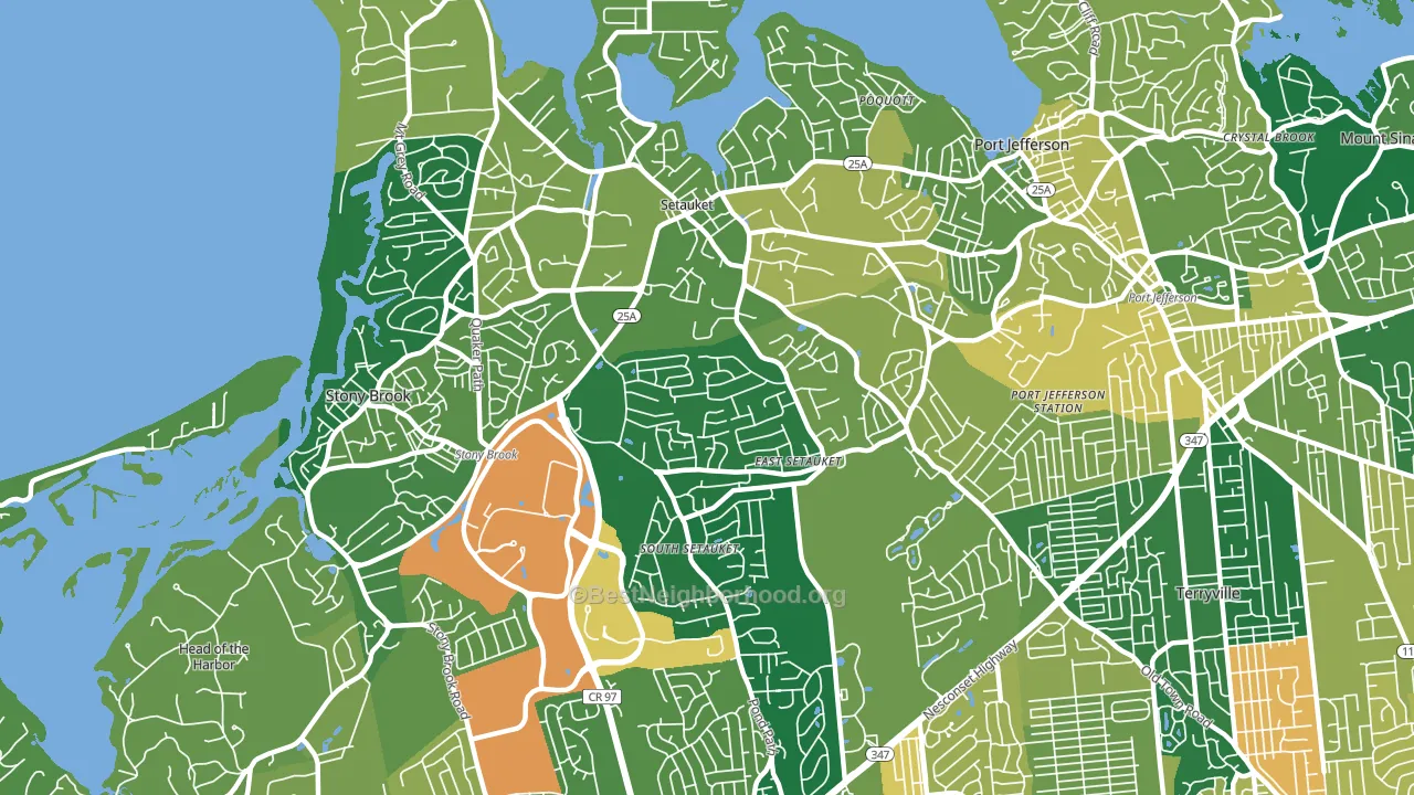 East Setauket, NY block-group voter-turnout map