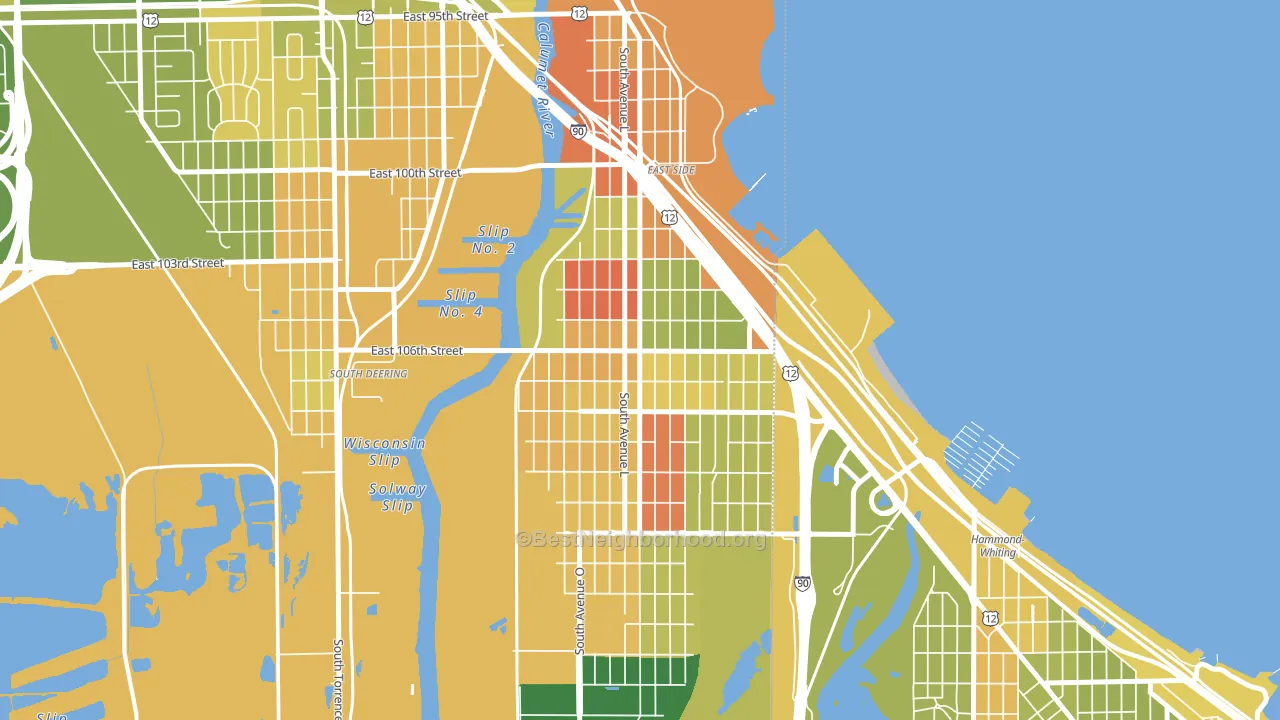 East Side, Chicago, IL block-group voter-turnout map
