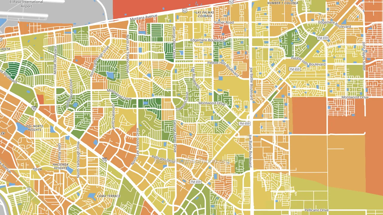 East Side, El Paso, TX block-group voter-turnout map