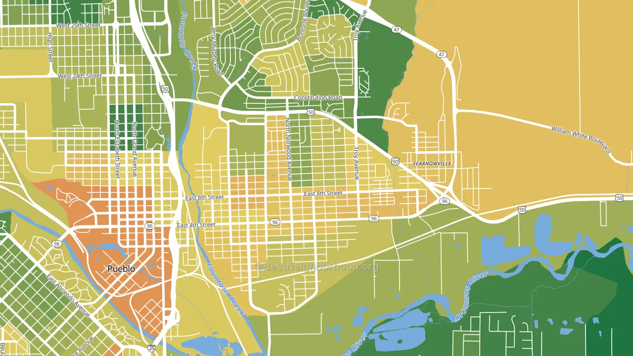 East Side, Pueblo, CO block-group voter-turnout map