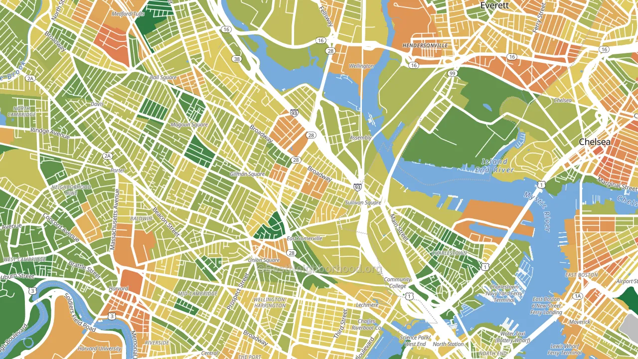 East Somerville, Somerville, MA block-group voter-turnout map