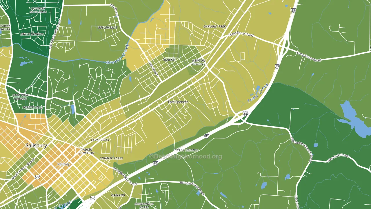 East Spencer, NC block-group voter-turnout map