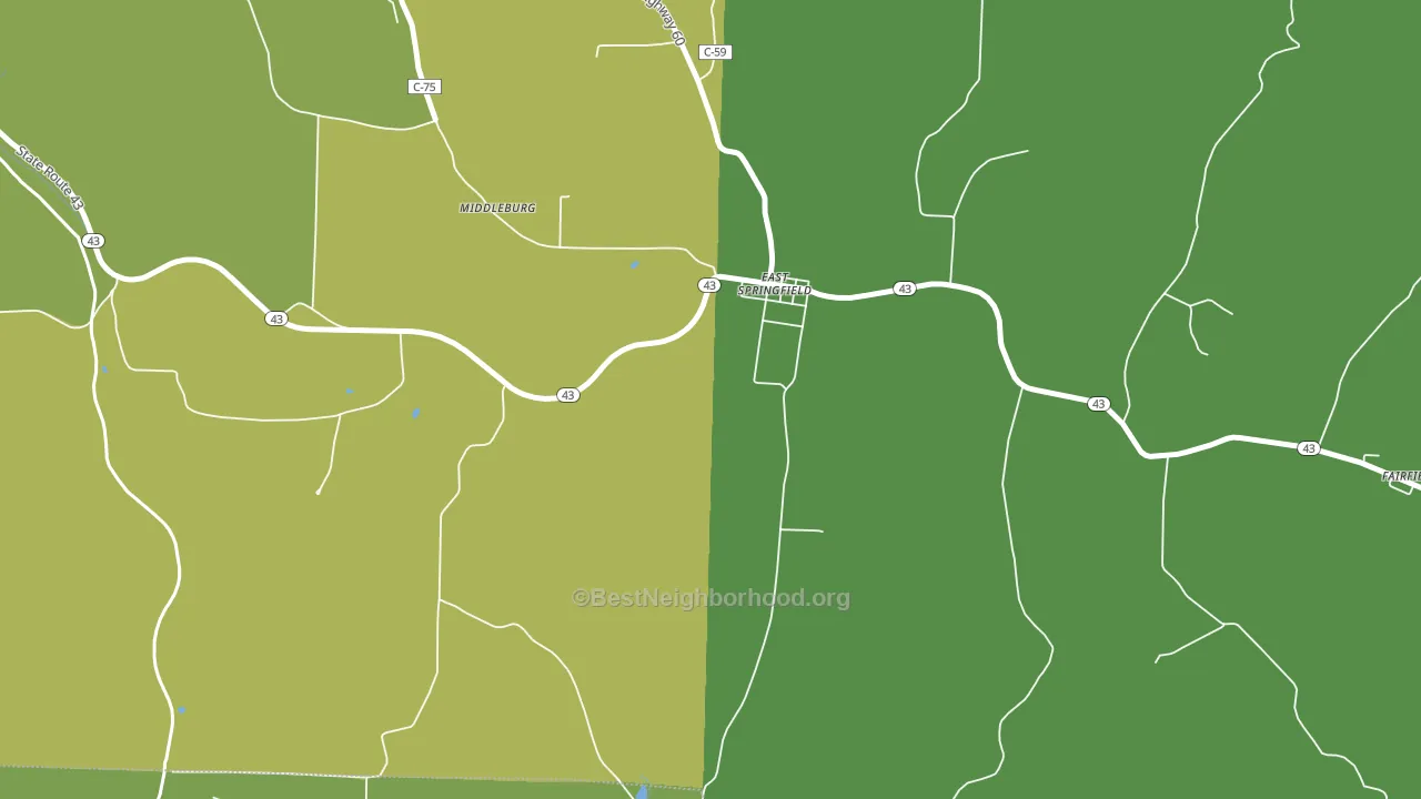 East Springfield, OH block-group voter-turnout map