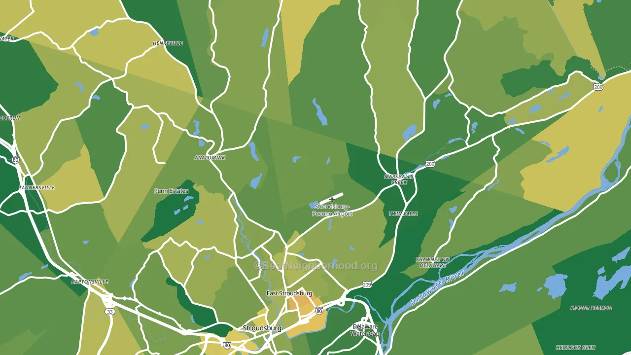 East Stroudsburg, PA block-group voter-turnout map