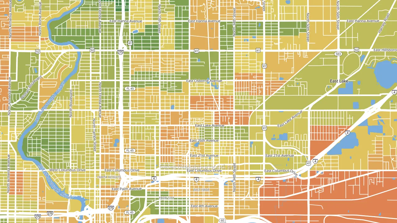 East Tampa, Tampa, FL block-group voter-turnout map