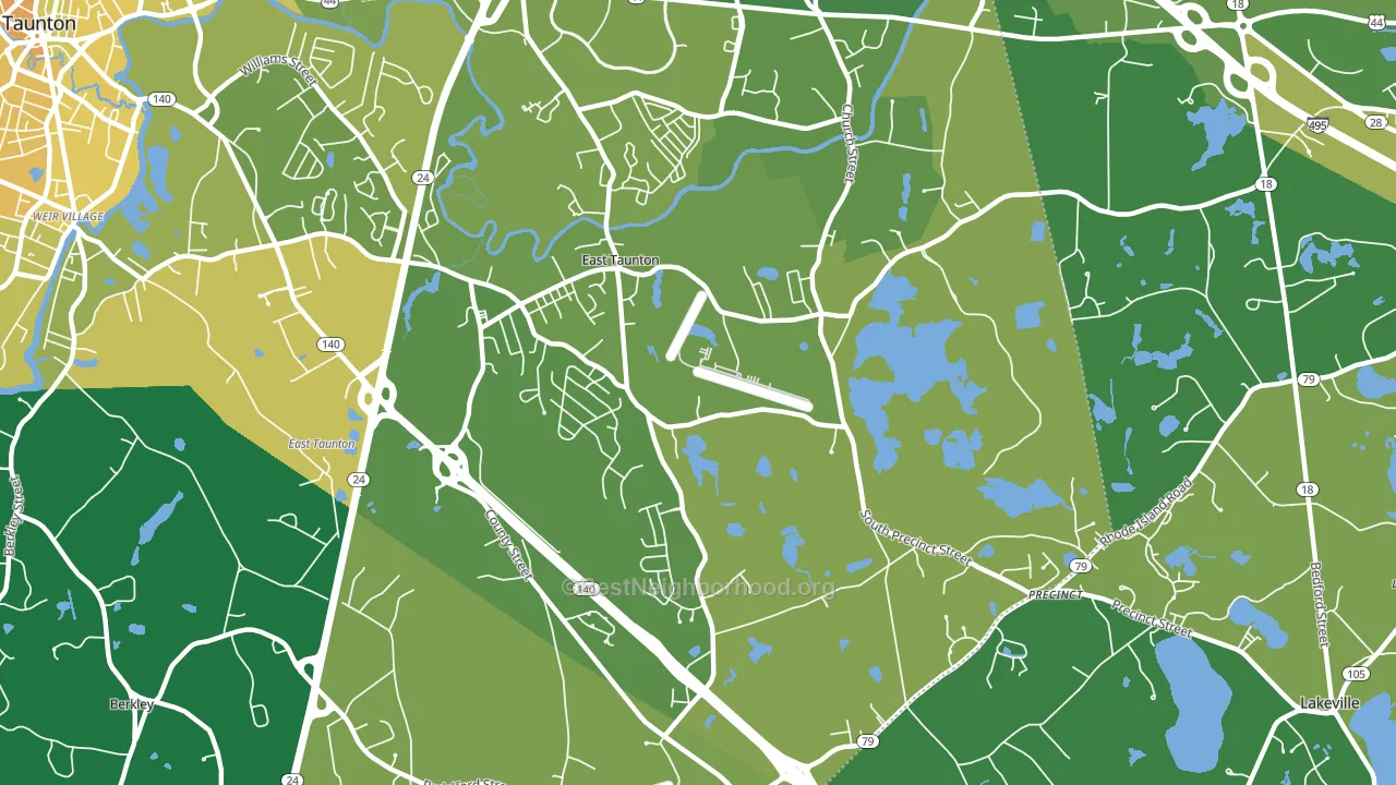 East Taunton, MA block-group voter-turnout map