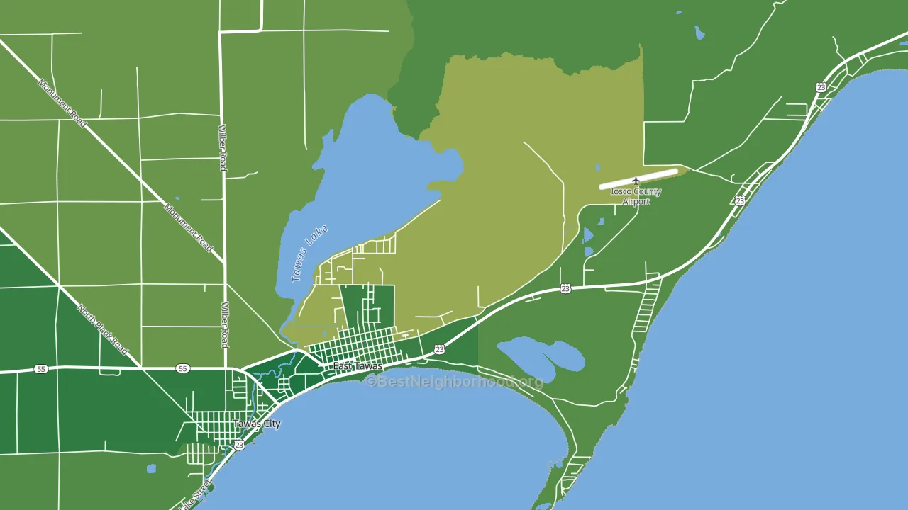 East Tawas, MI block-group voter-turnout map