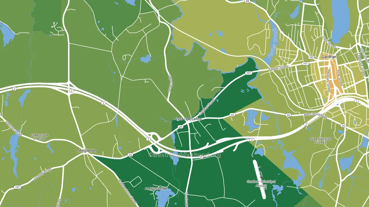 East Templeton, MA block-group voter-turnout map