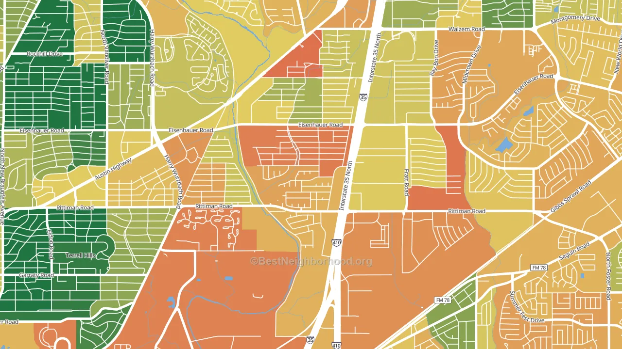 East Terrell Hills, San Antonio, TX block-group voter-turnout map
