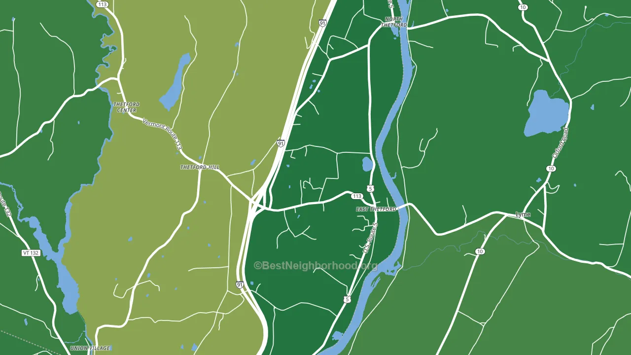 East Thetford, VT block-group voter-turnout map