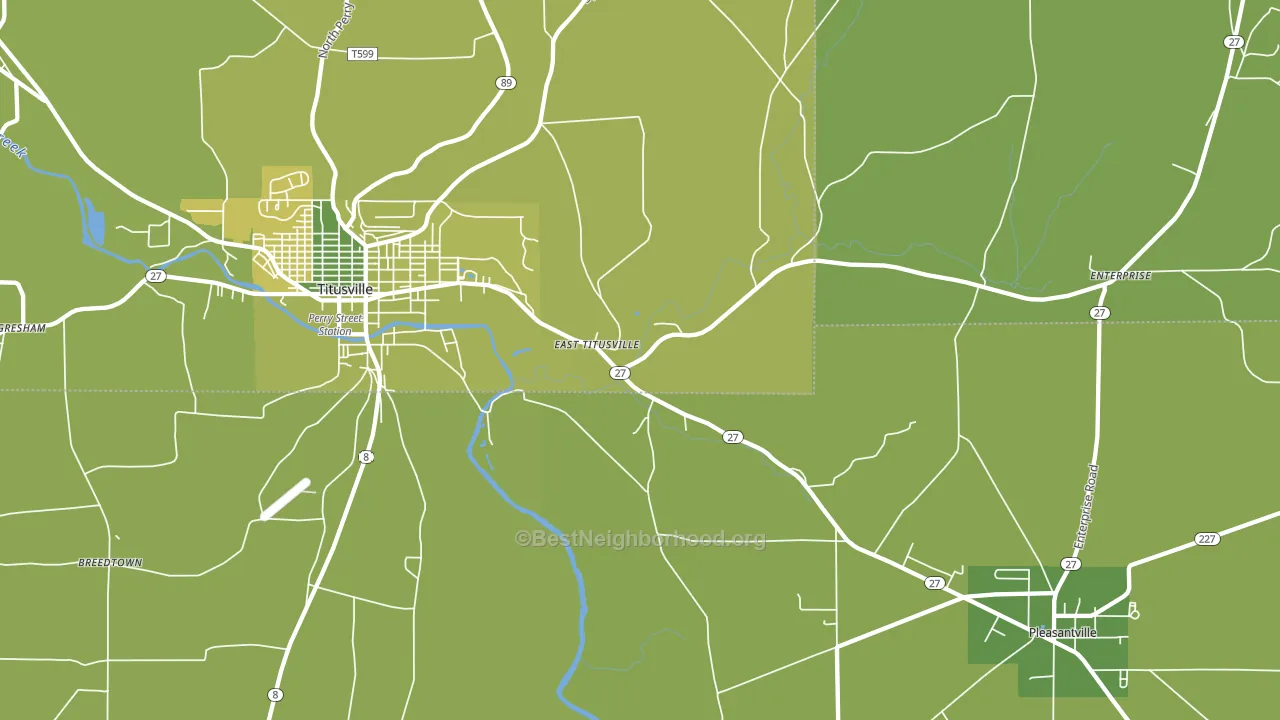 East Titusville, PA block-group voter-turnout map