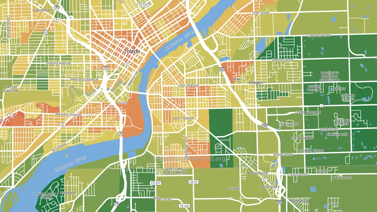 East Toledo, Toledo, OH block-group voter-turnout map