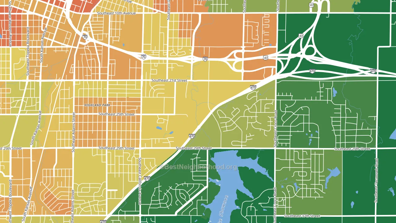 East Topeka, Topeka, KS block-group voter-turnout map