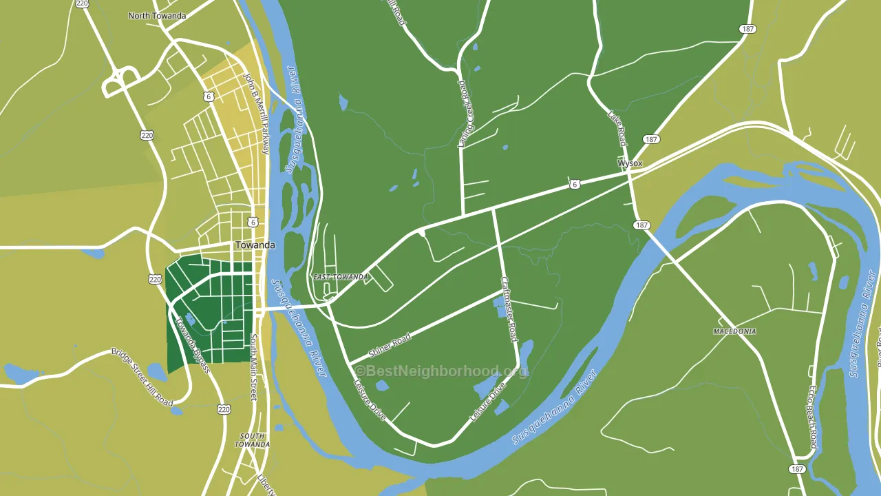East Towanda, PA block-group voter-turnout map