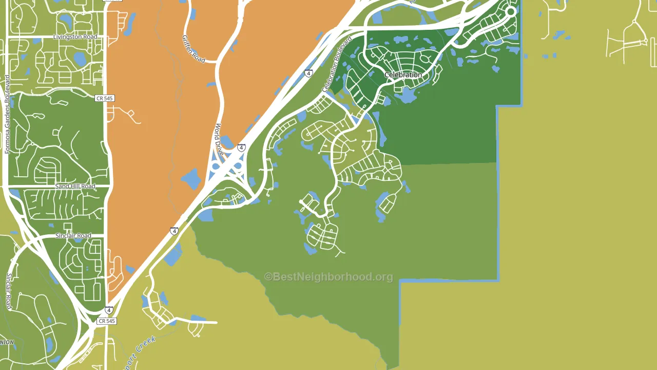 East Village, Celebration, FL block-group voter-turnout map