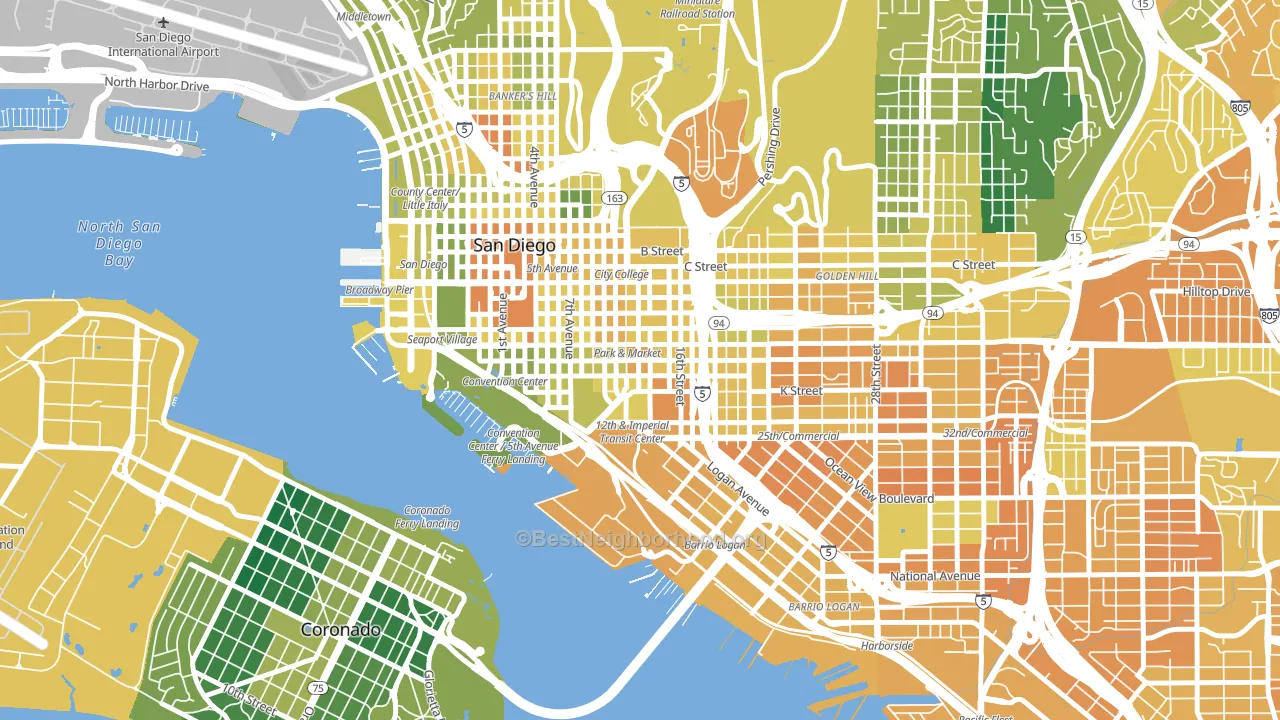 East Village, San Diego, CA block-group voter-turnout map