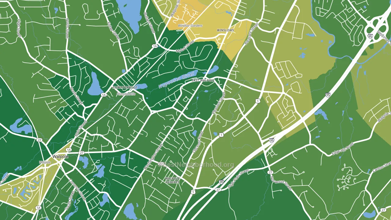 East Walpole, MA block-group voter-turnout map