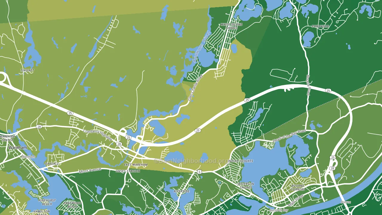 East Wareham, MA block-group voter-turnout map
