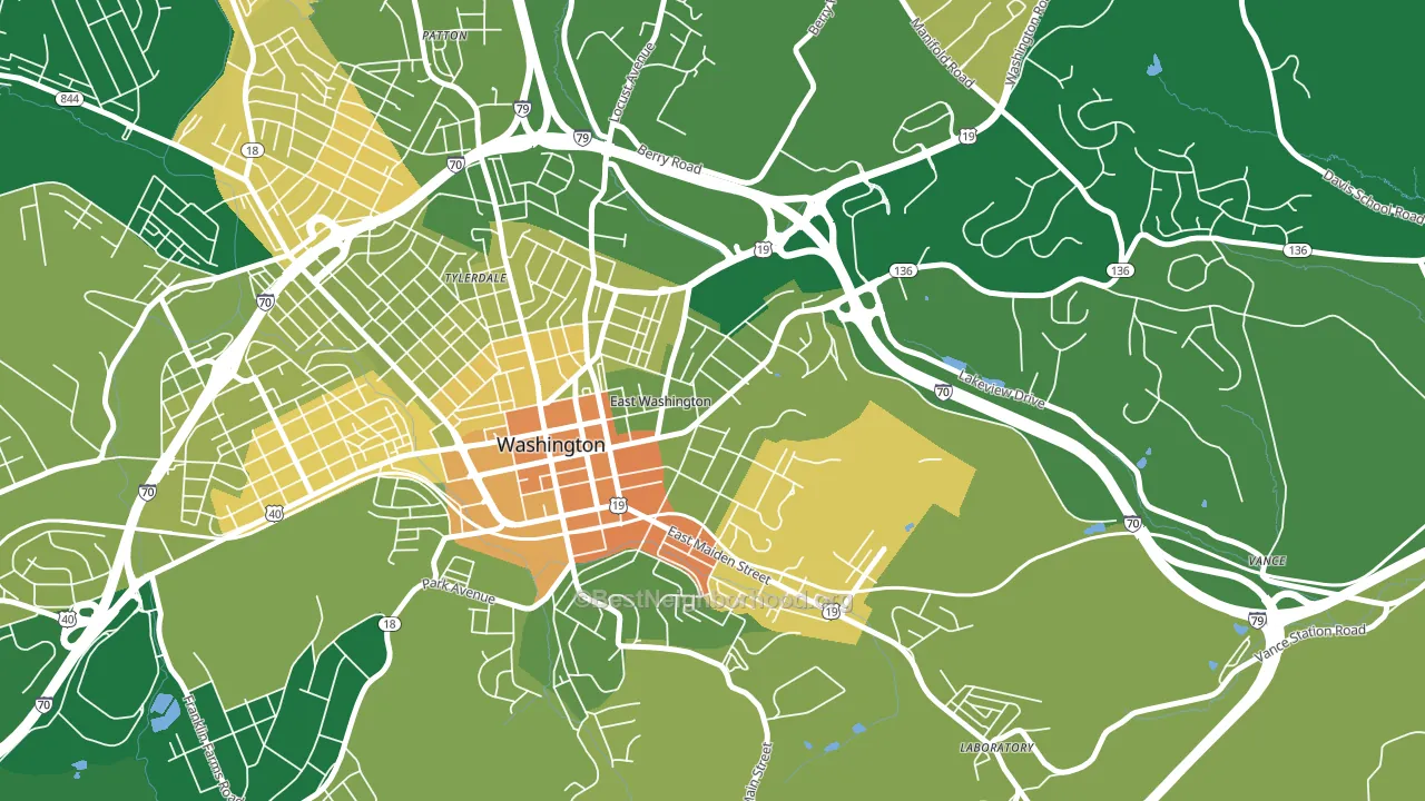 East Washington, PA block-group voter-turnout map