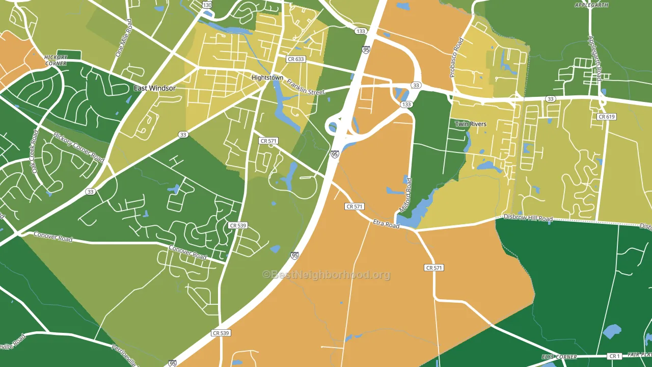 East Windsor, NJ block-group voter-turnout map