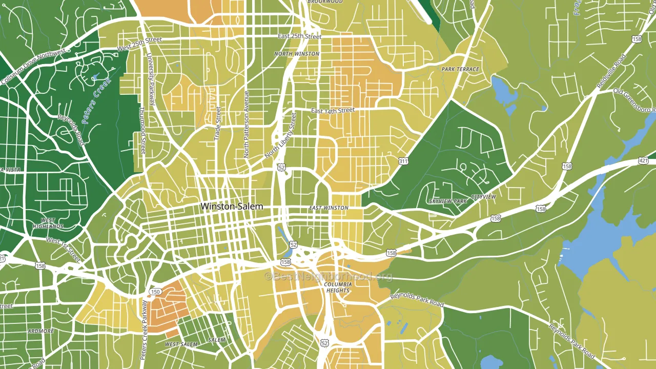 East Winston, Winston-Salem, NC block-group voter-turnout map