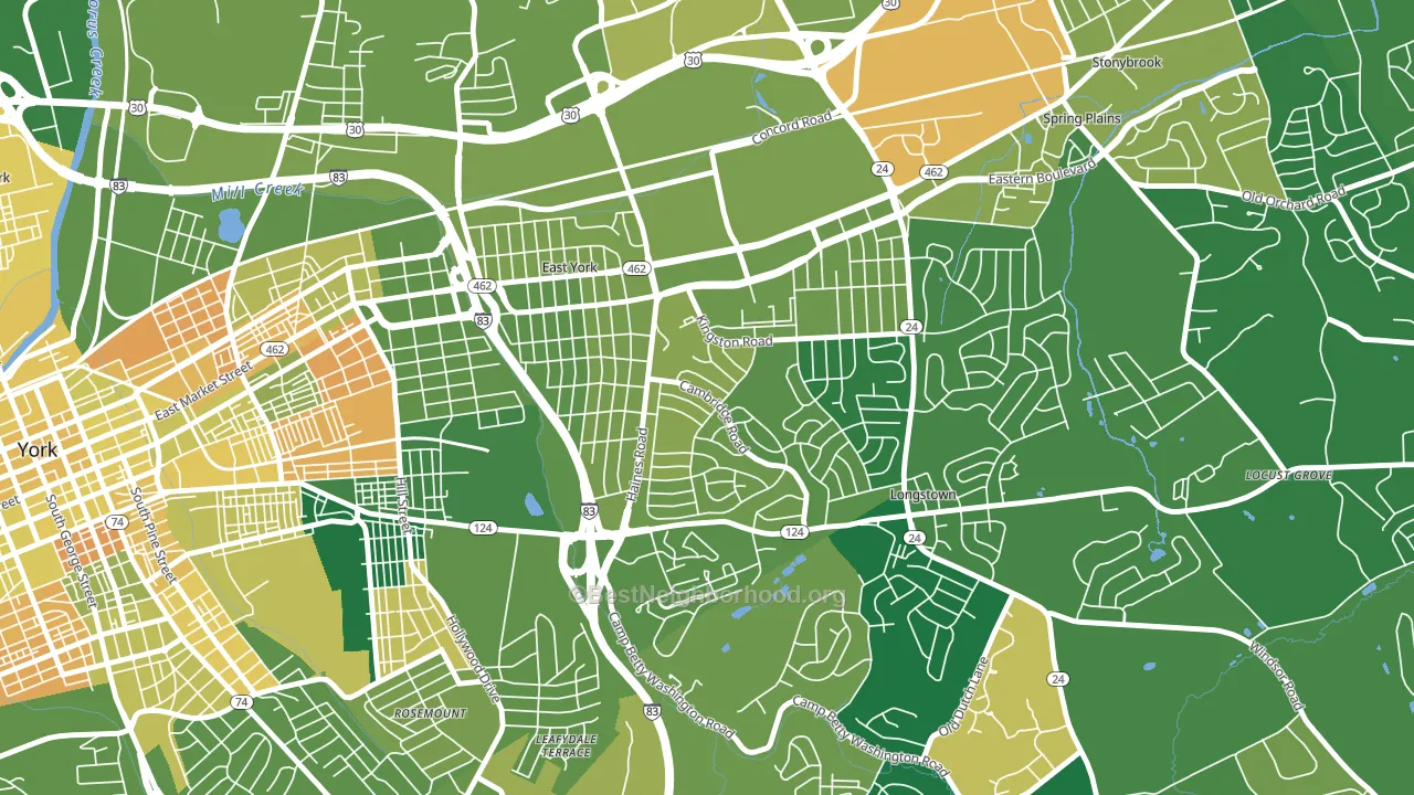 East York, PA block-group voter-turnout map