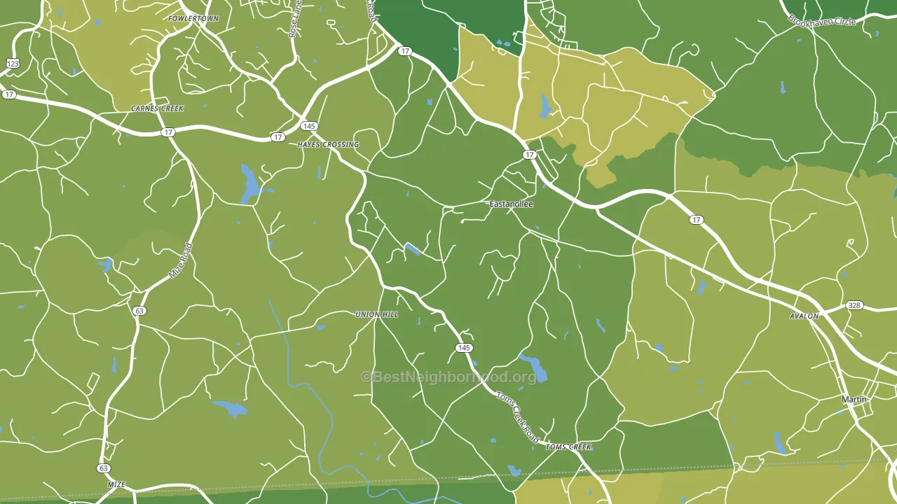 Eastanollee, GA block-group voter-turnout map