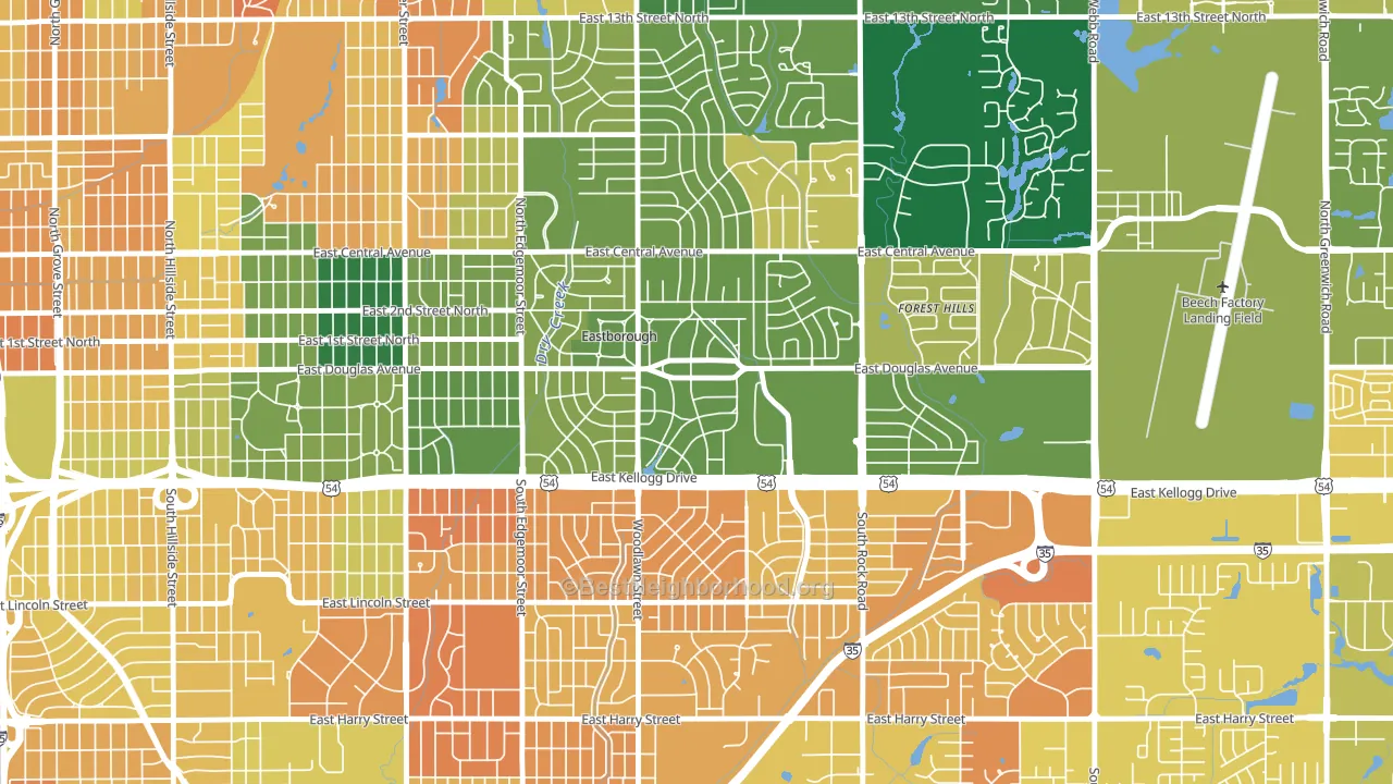 Eastborough, KS block-group voter-turnout map