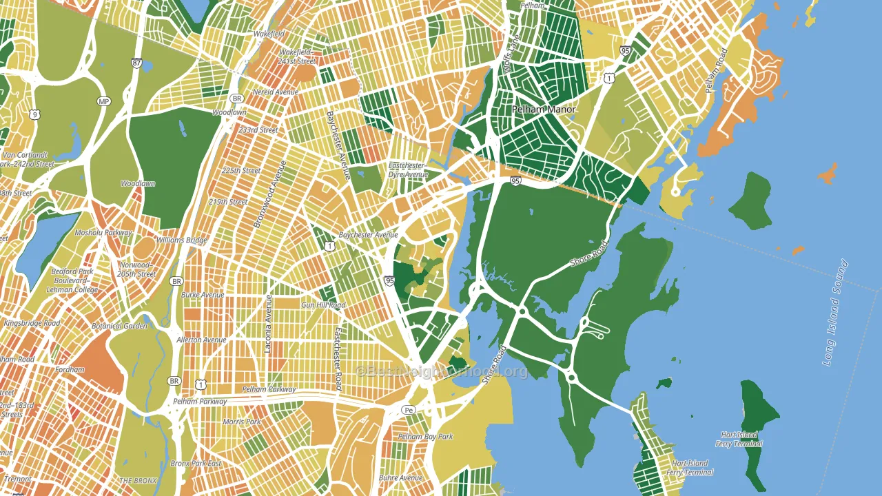 Eastchester, Bronx, NY block-group voter-turnout map