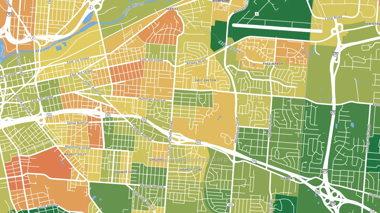 Eastern Hills, Dayton, OH block-group voter-turnout map