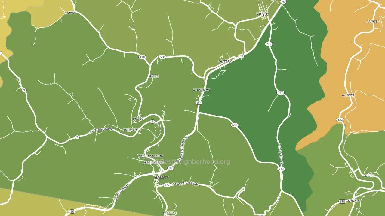 Eastern, KY block-group voter-turnout map