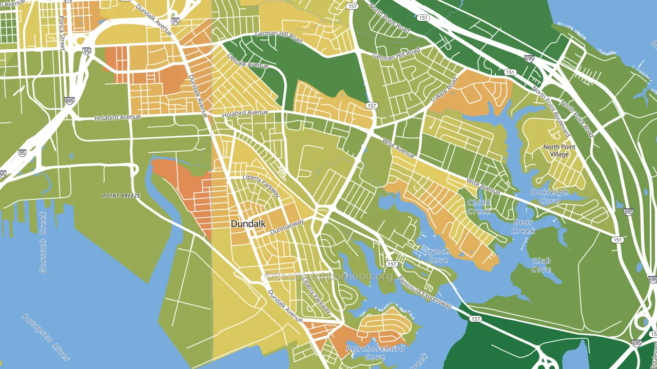Eastfield, Dundalk, MD block-group voter-turnout map
