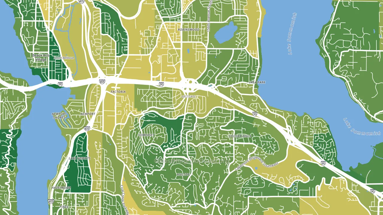 Eastgate, Bellevue, WA block-group voter-turnout map