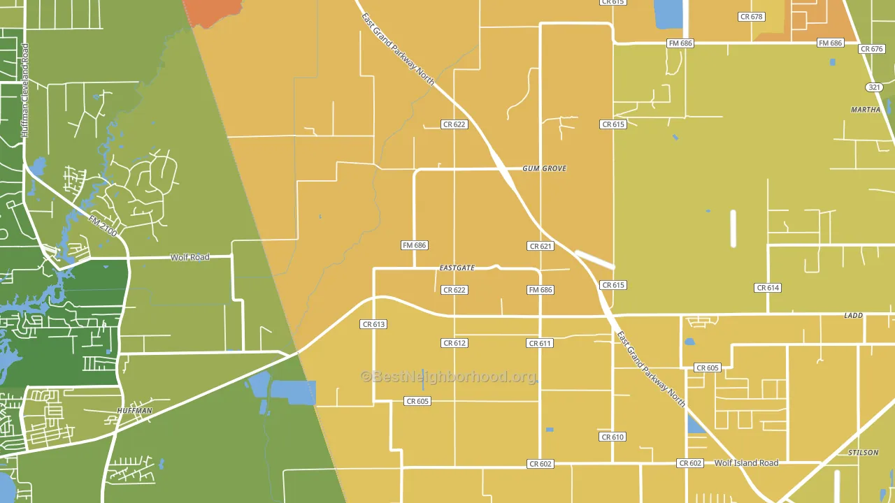 Eastgate, TX block-group voter-turnout map