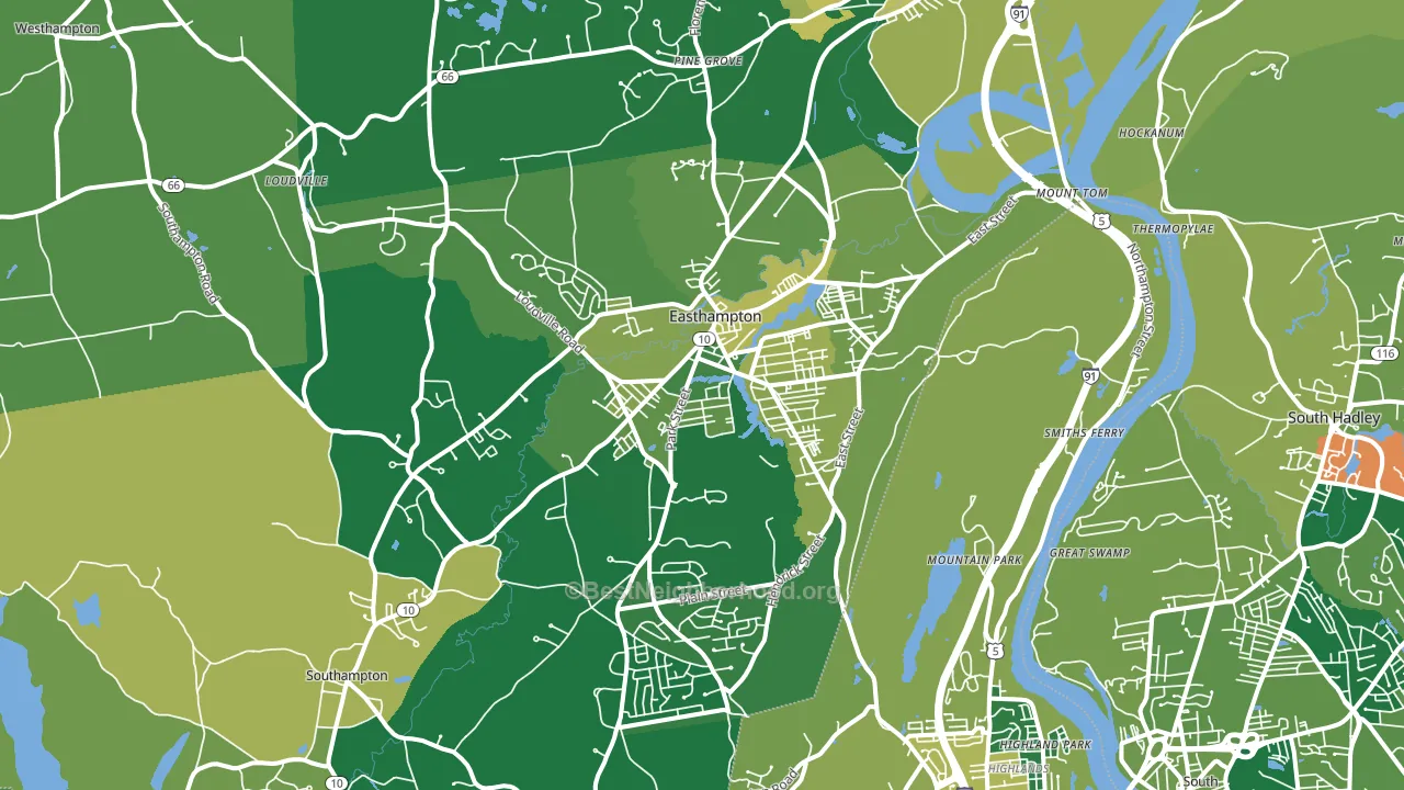 Easthampton, MA block-group voter-turnout map
