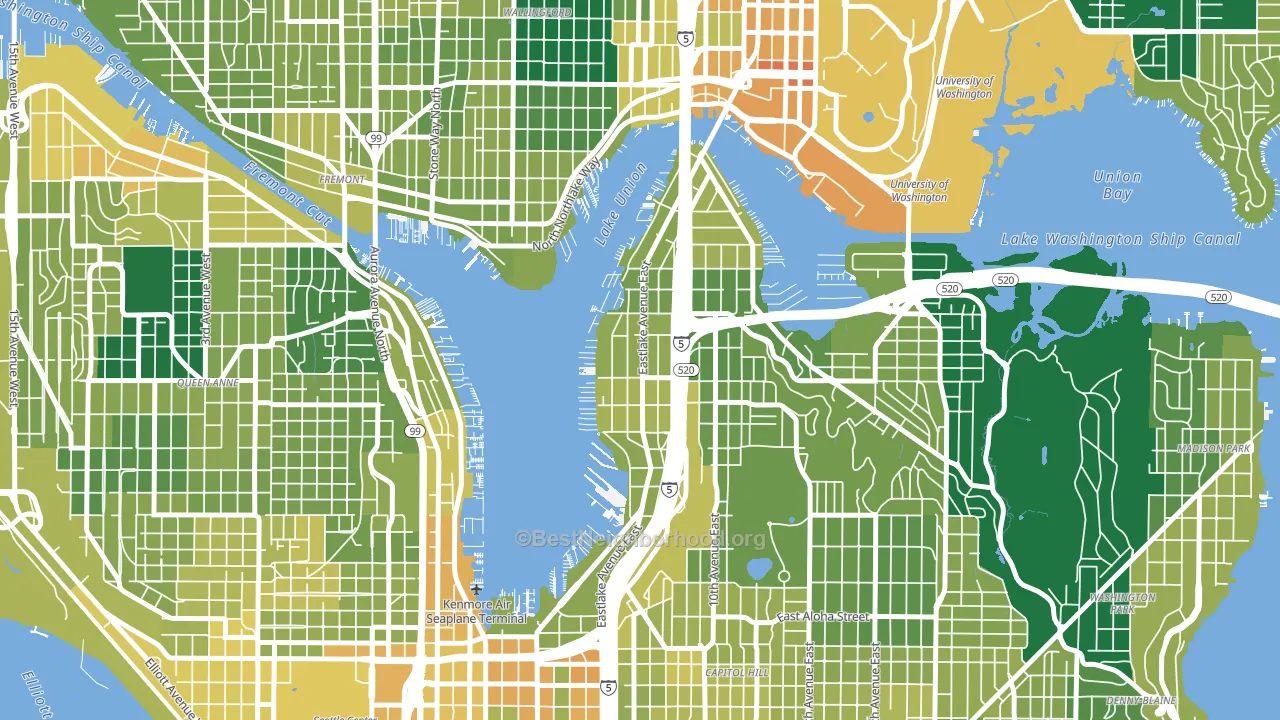 Eastlake, Seattle, WA block-group voter-turnout map